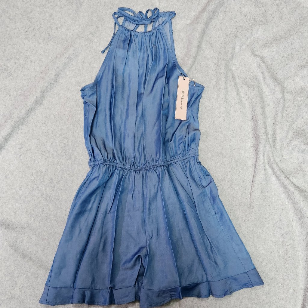 Bcbgeneration Women's Blue Knit Halter Neck Romper - Xs Extra Small New W/ Tags